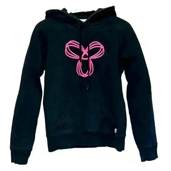TNA Hoodie Aritzia Small Black Neon Pink Warm Comfortable  Exercise Women's Cozy - Picture 1 of 8